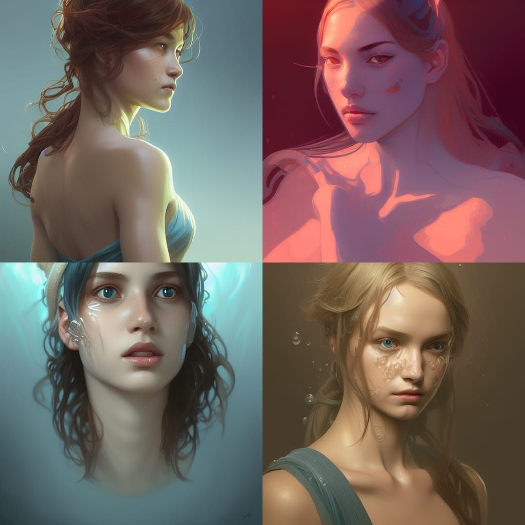 Intricate Water Girl Portrait in Splash Art Style