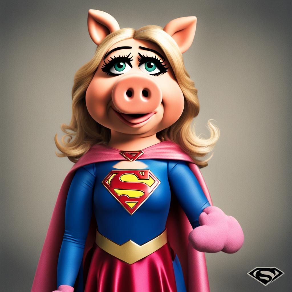 Miss Piggy as Supergirl: Pop Culture Mashup