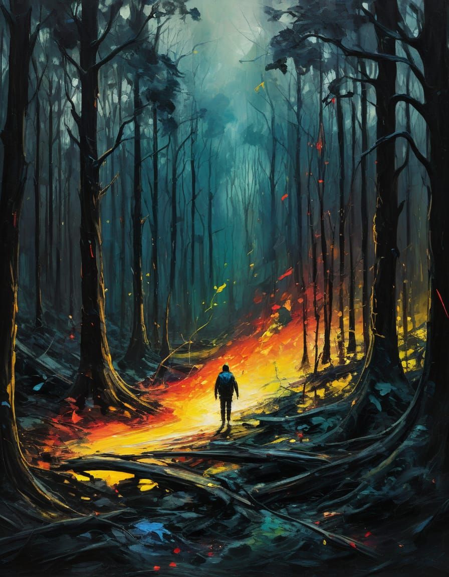 Incredible Expressionist Painting of Swirling Strokes in a D...