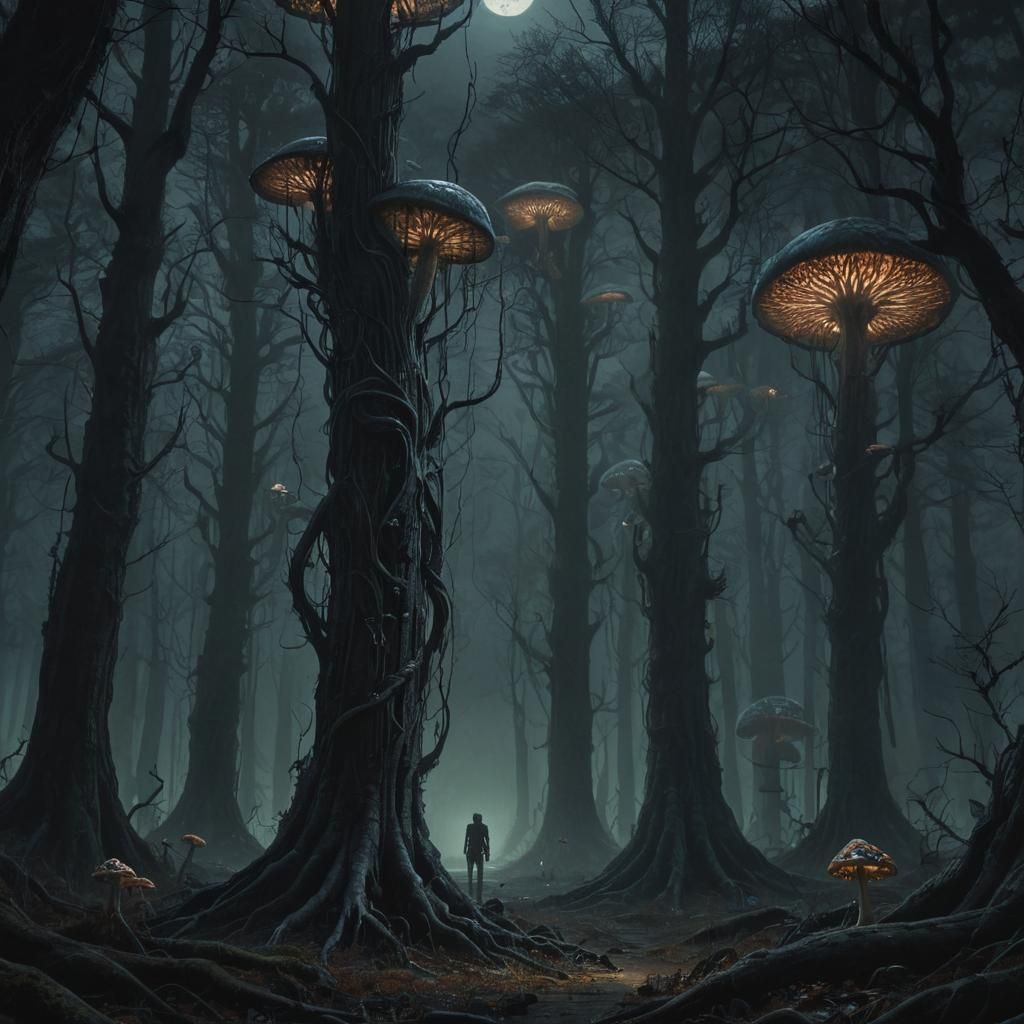 Mystical Baali in Moonlit Forest, Dark Fantasy Art