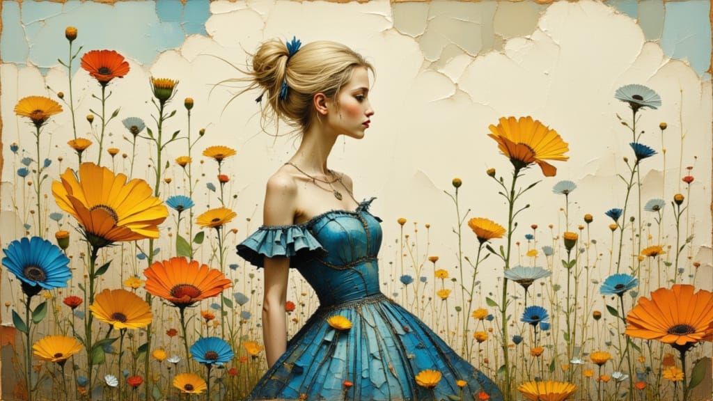 Vibrant Floral Goddess in Ancient Egyptian Style