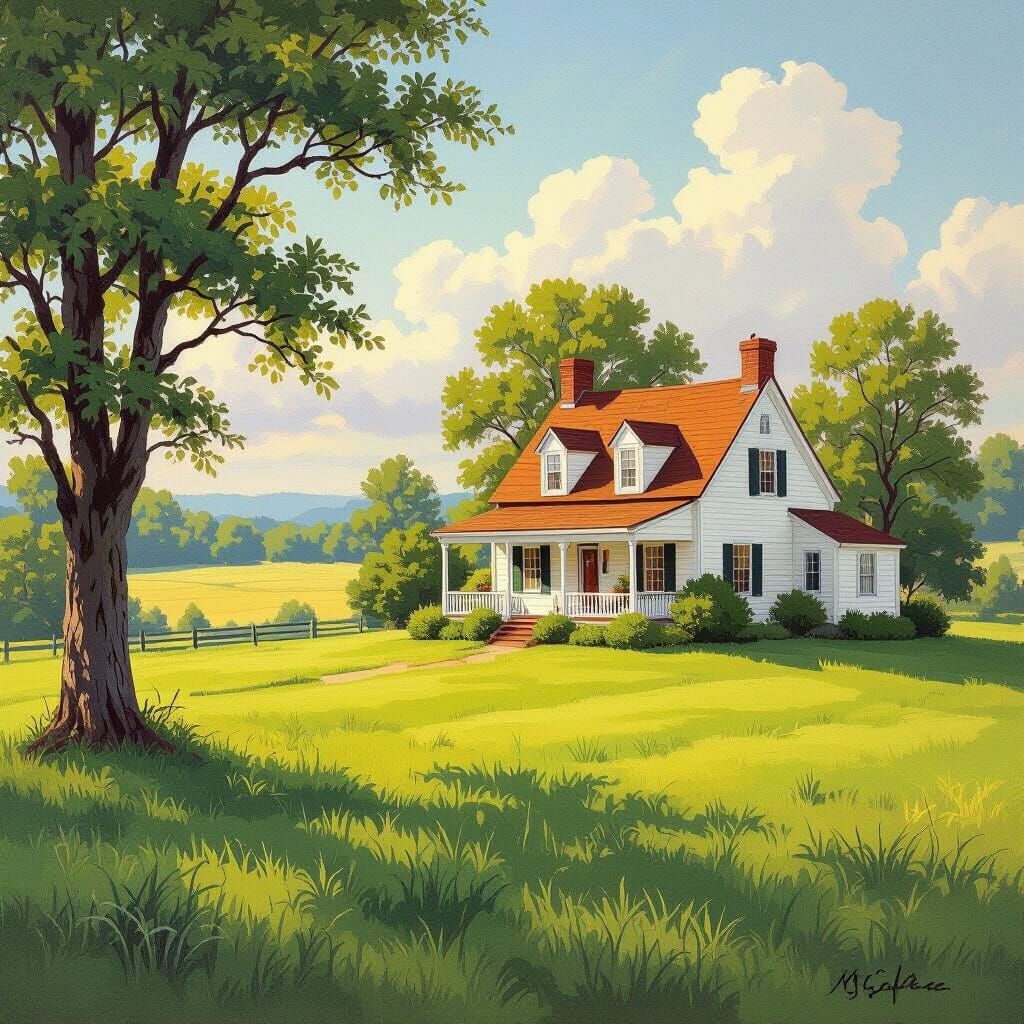Idyllic American Countryside Painting