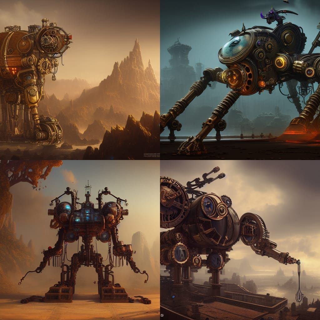 Steampunk Mech Detailed Matte Painting