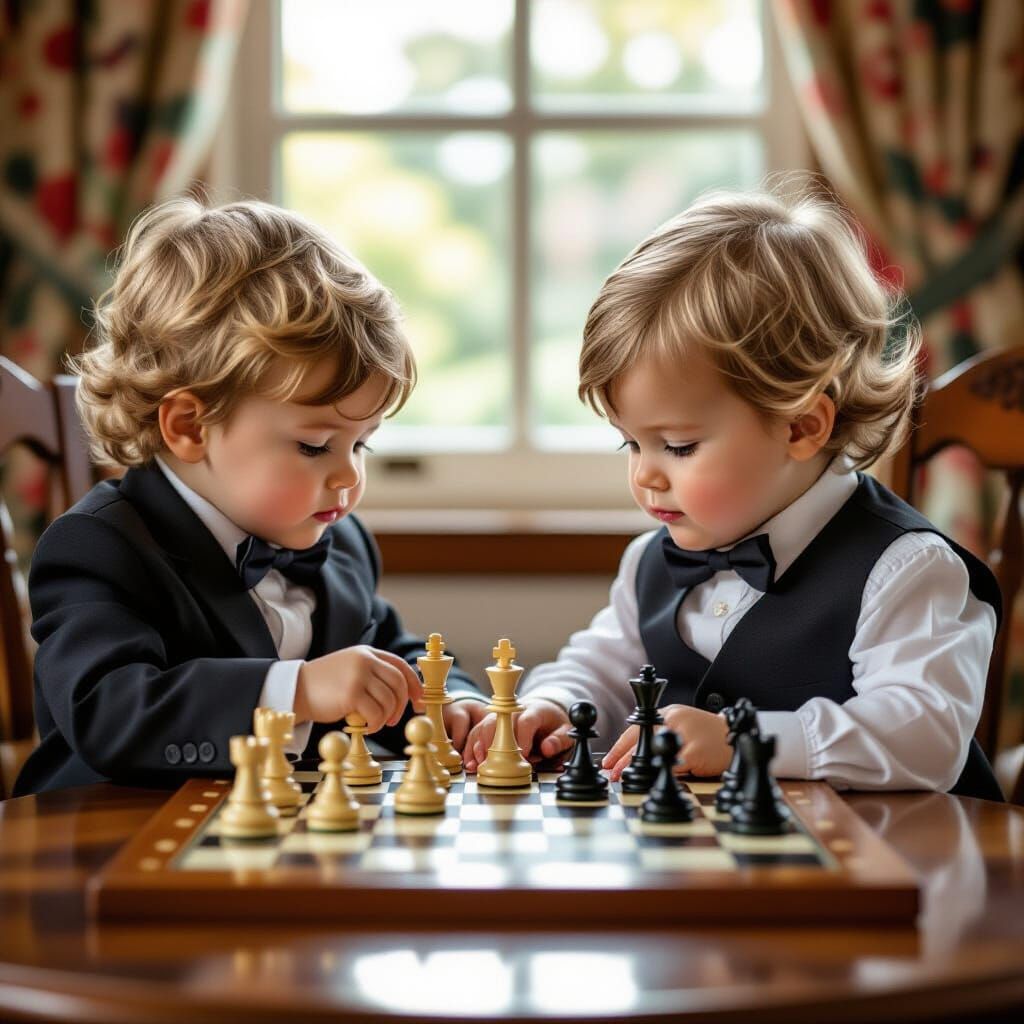 Toddlers Play Chess Like Grandmasters in Whimsical Illustrat...