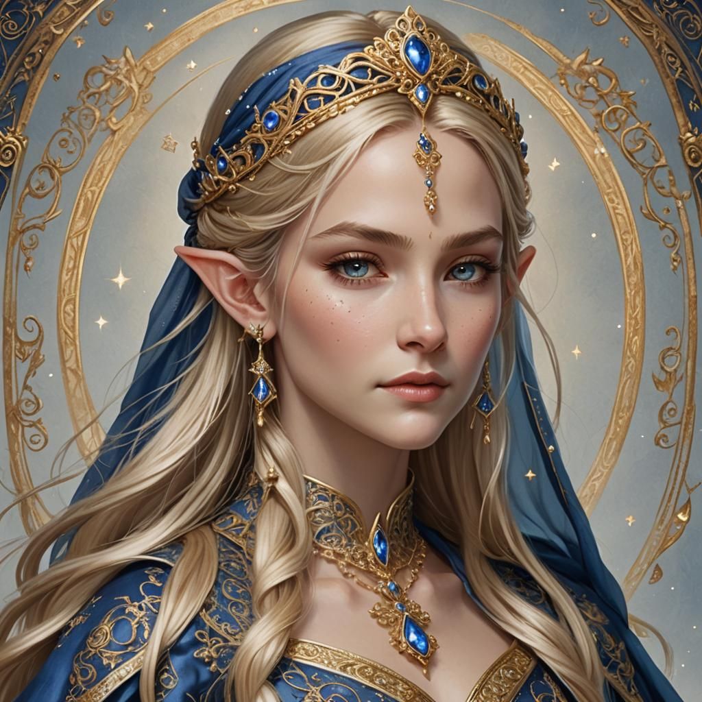 Regal Elven Queen in Fantasy Forest Art