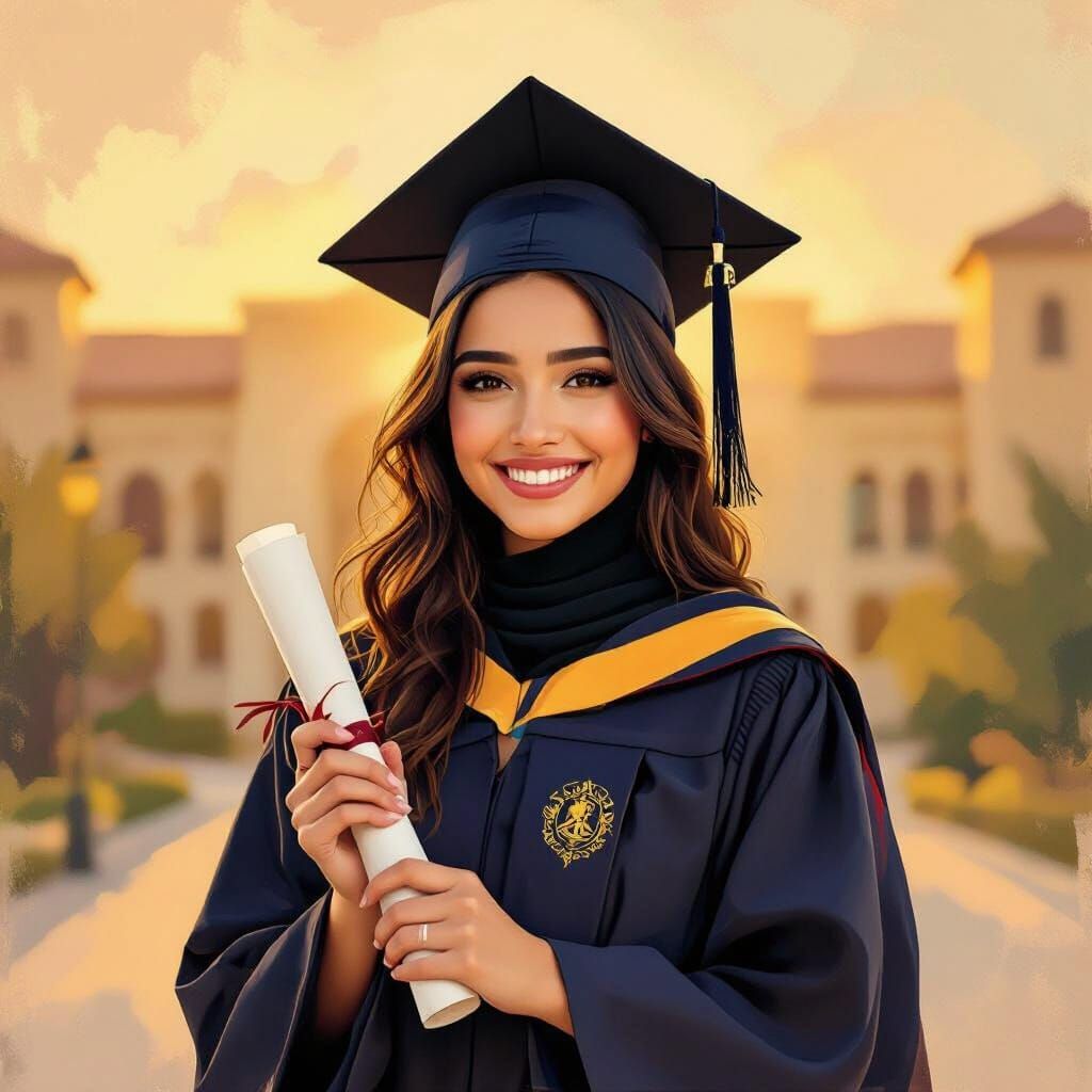 Joyful Graduate Clutches Diploma in Golden Light