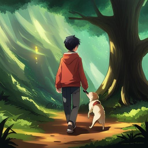 Lucas and Bolt: Anime-Style Forest Walk