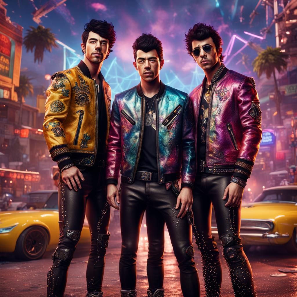 The Jonas Brothers: Rockstar Portrait in Detailed Painting