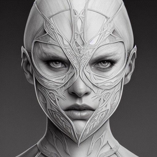 Albino Desert Warrior in Detailed Sketch Art