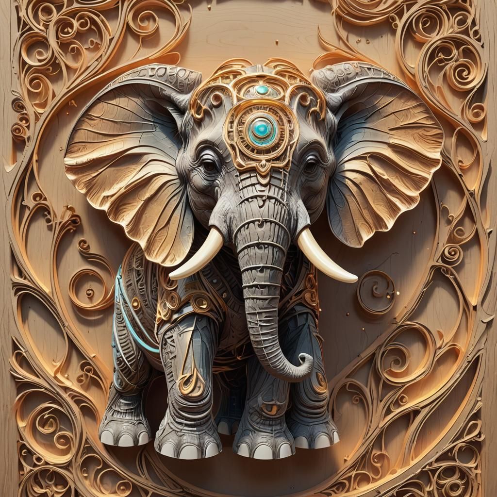 Neon Elephant Sculpture: 3D Living Art