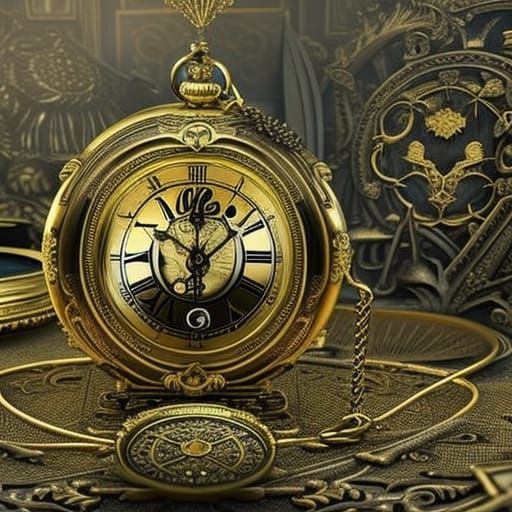 Cute Mouse with Antique Pocket Watch in 8K