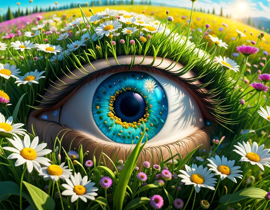 Meadow in an Eye: Hyperdetailed 3D Concept Art