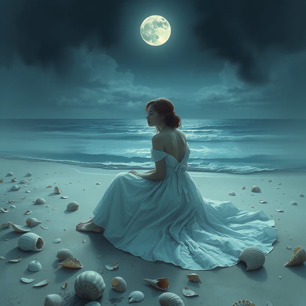 Melancholic Elegy on a Moonlit Shore
