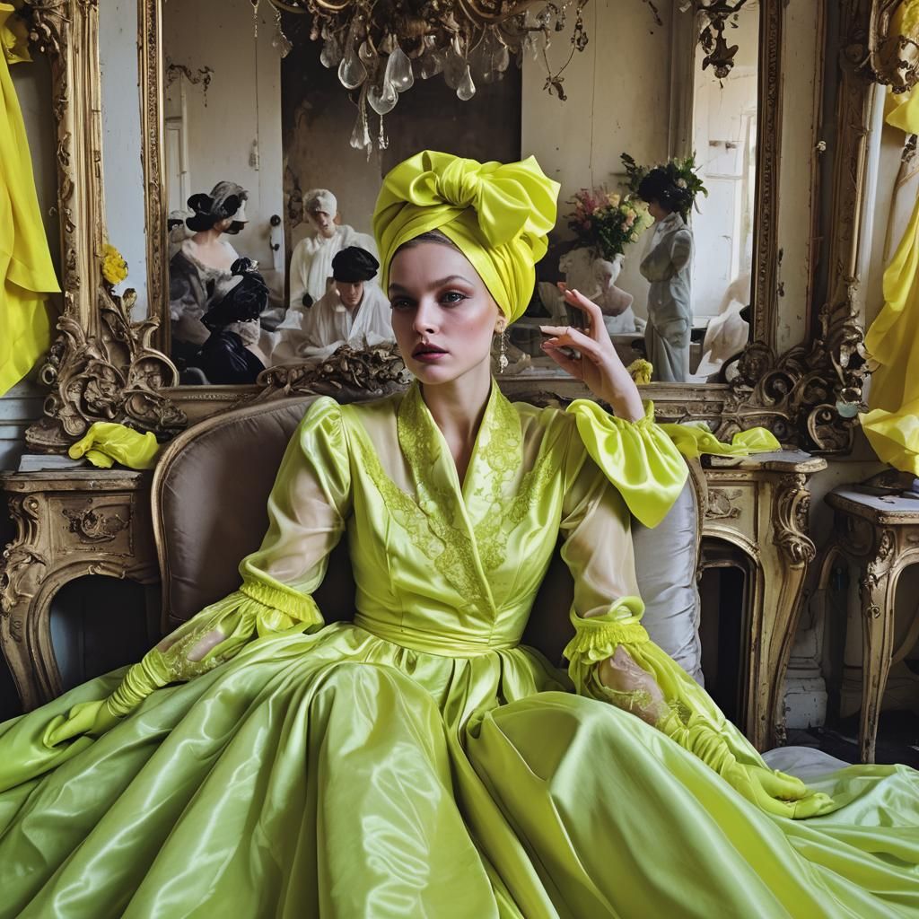 Glamorous Figure in Neon Wonderland