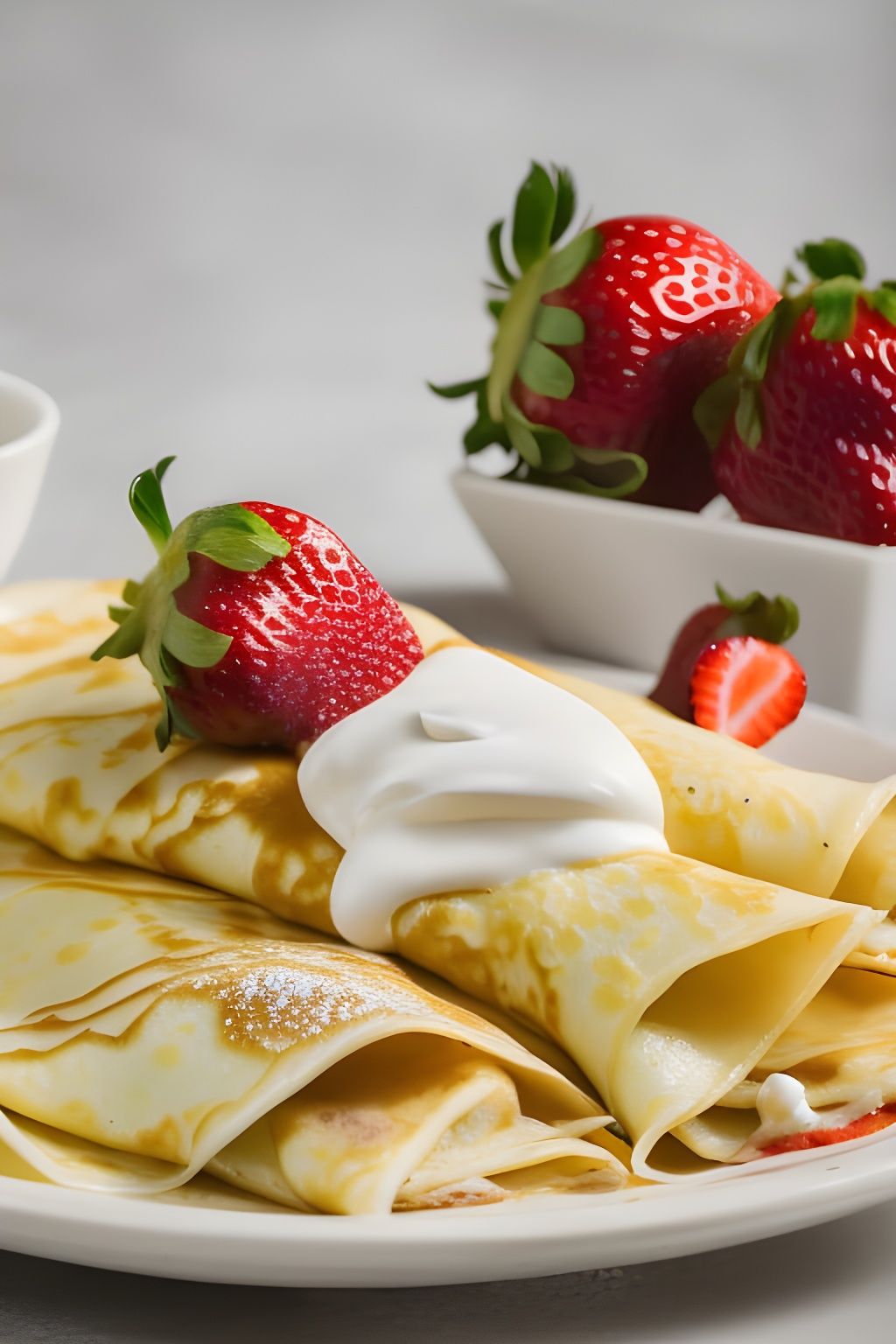 Crêpes served with fresh strawberries