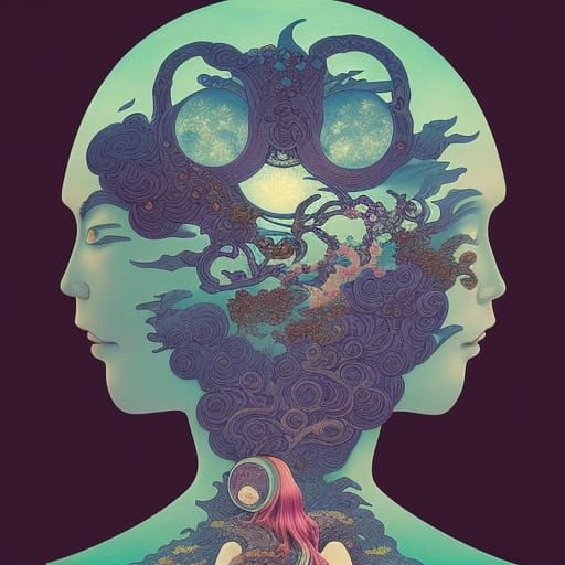 Woman in Surreal Sun and Moon Chair