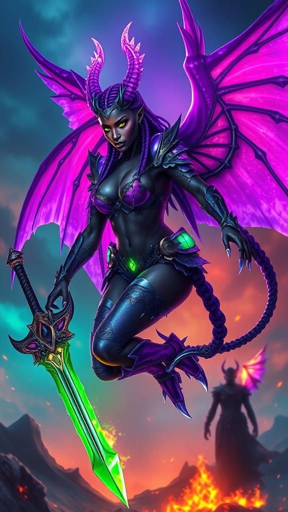 Ethereal Warrior Soars with Majestic Crystal Wings in Vibran...