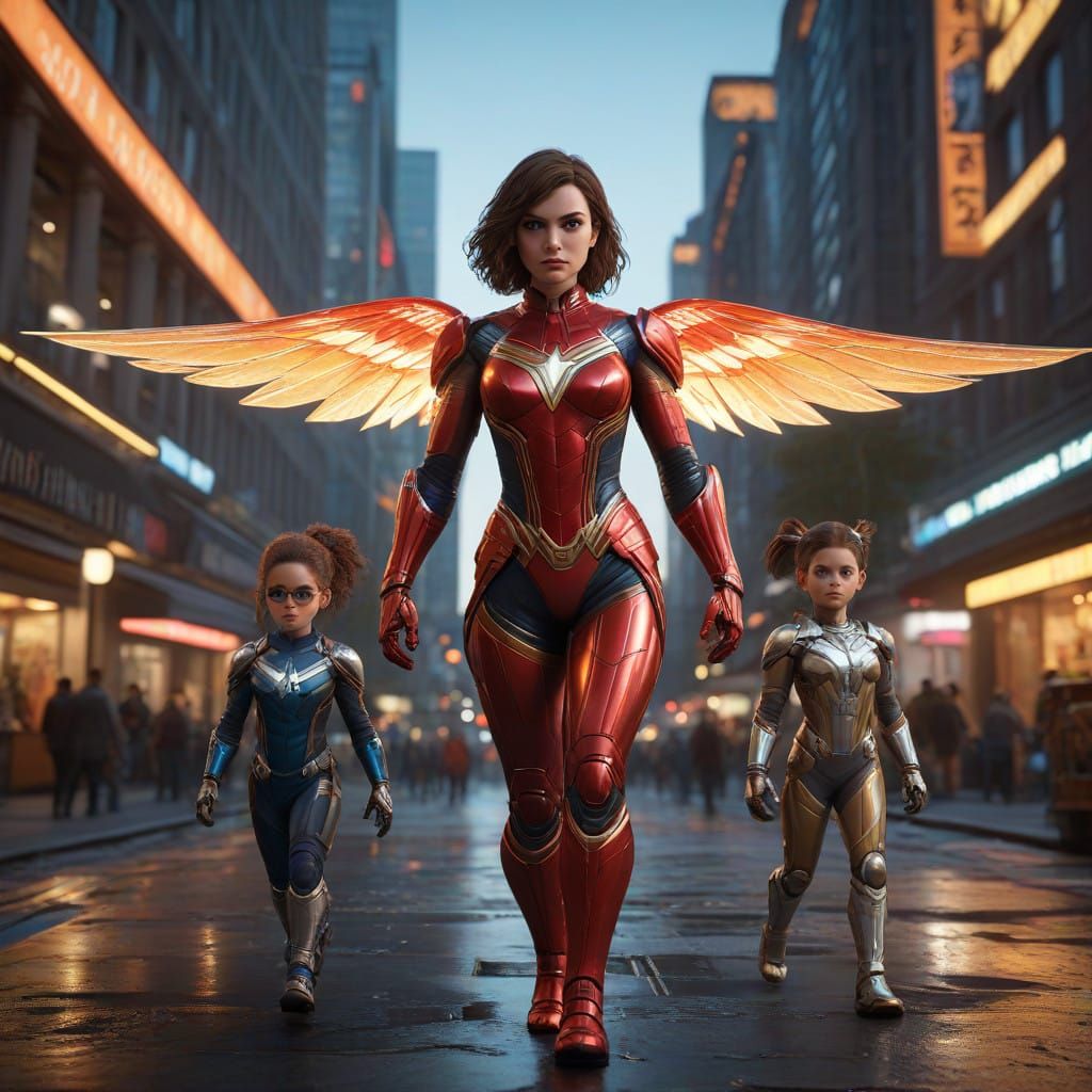 Heroes in Action: Vibrant Guardians of the City