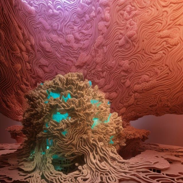 Complex Handcarved Fractal Flame Glowing Circuit Board Sculp...