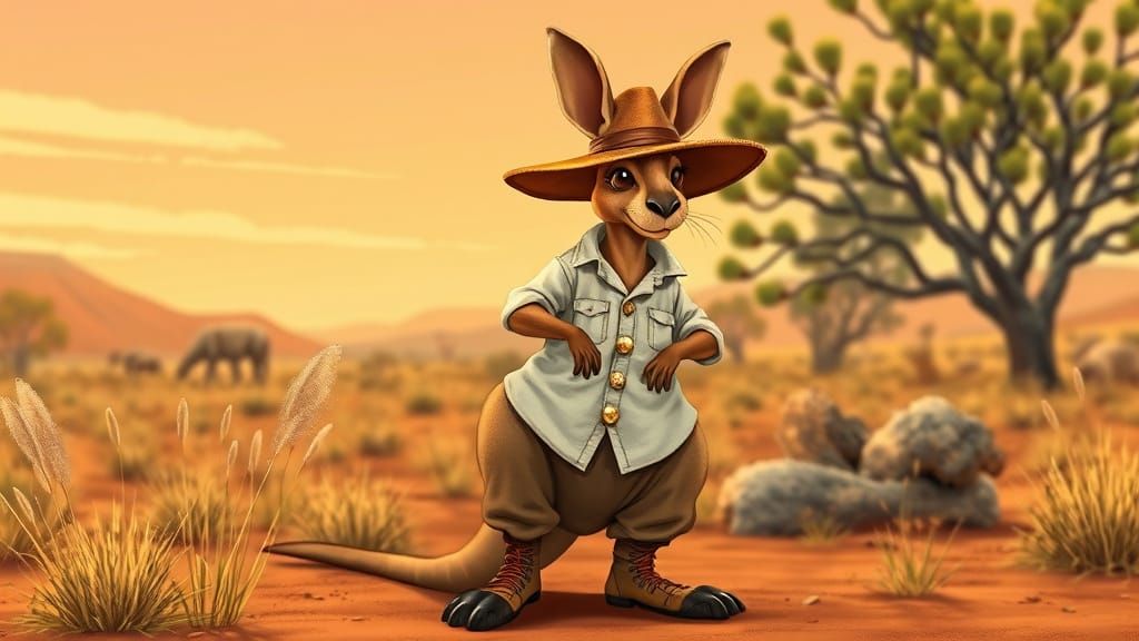 Australian Outback Kangaroo in Classic Disney Style