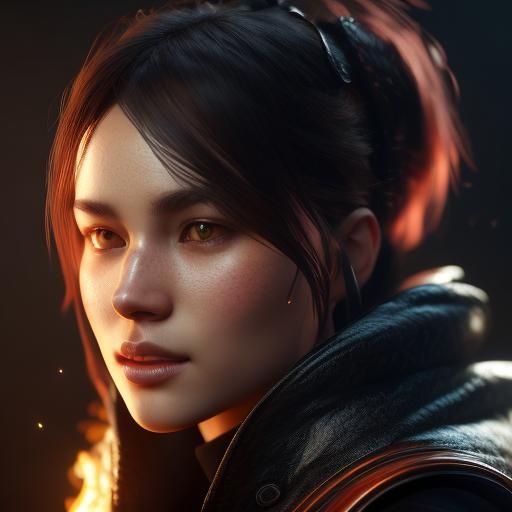 Inferno Portrait by Rutkowski, Artgerm, and Mucha