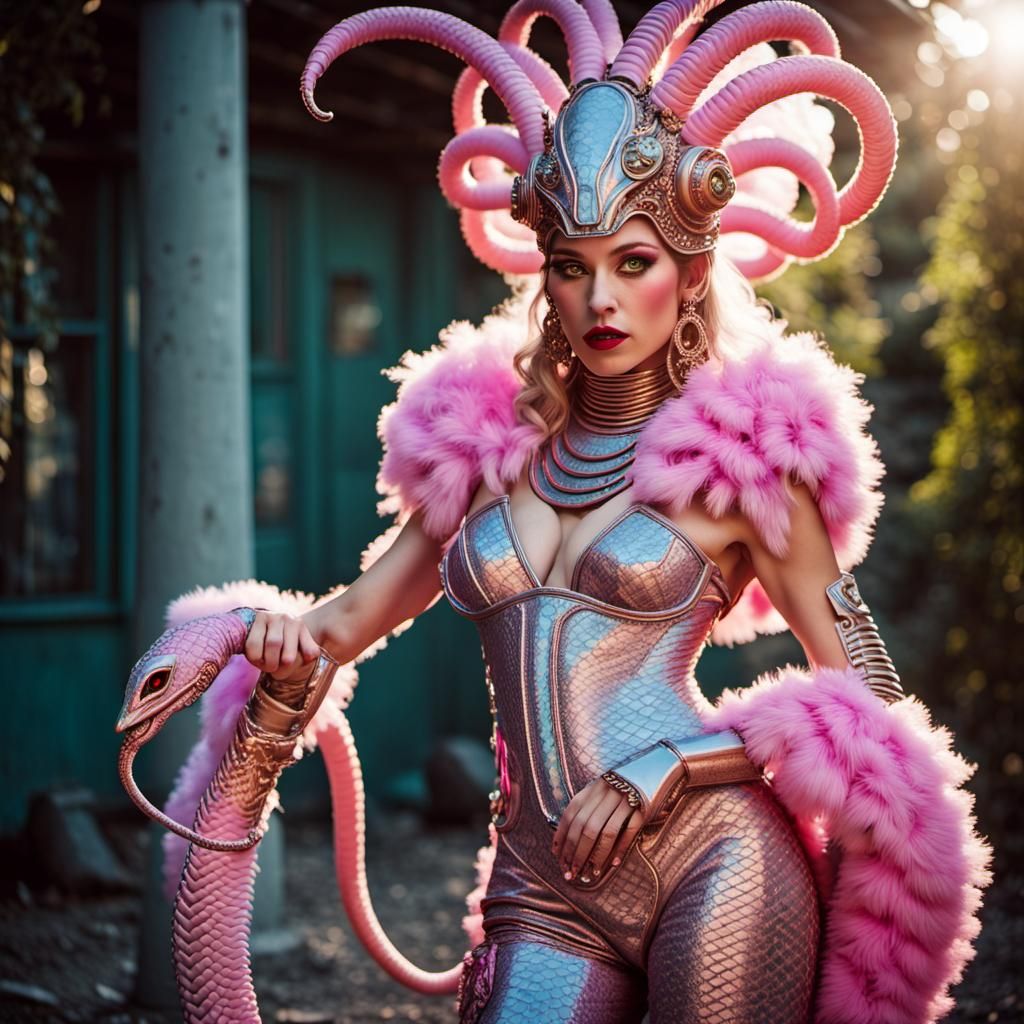 Retro-Futuristic Alien Goddess in Psychedelic Art Style