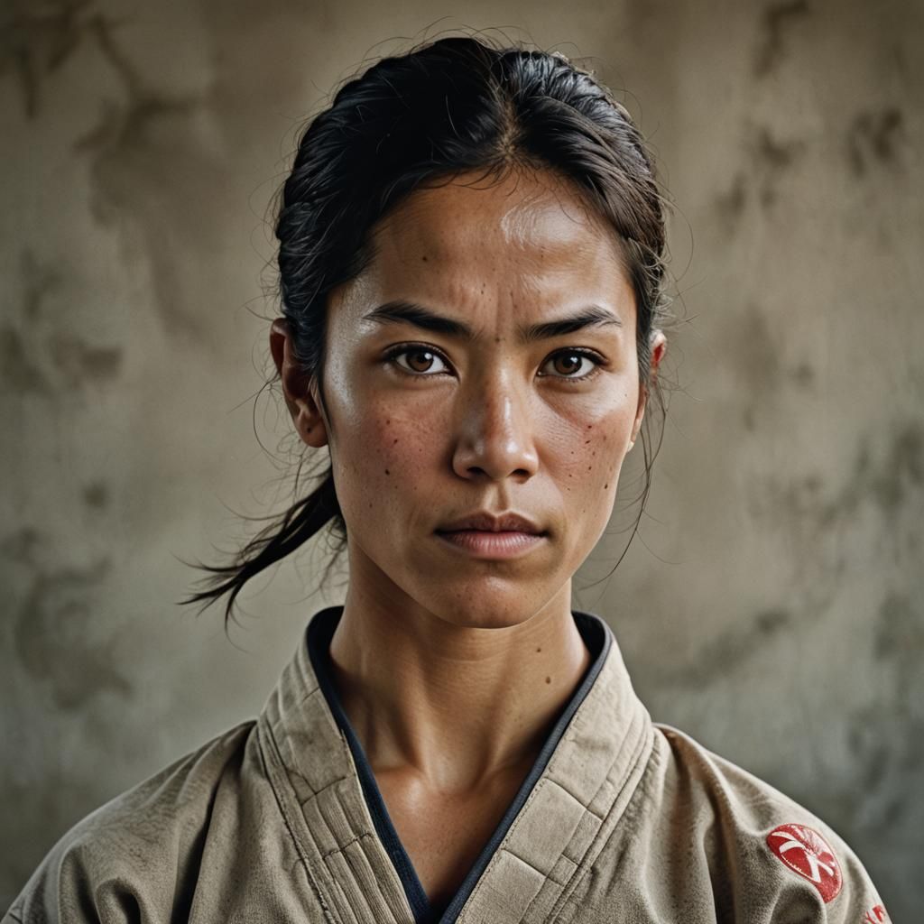 Female Martial Artist Portrait with Bokeh Effect