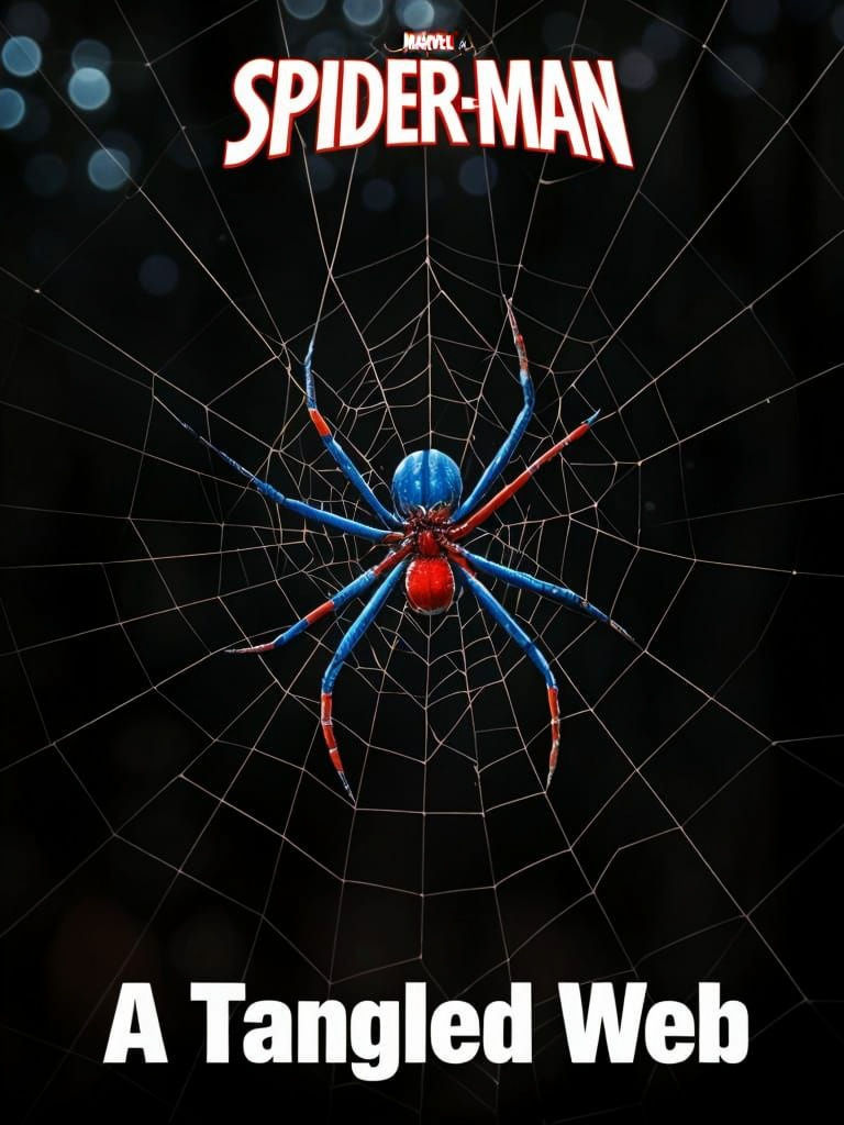 Hyperrealistic Blue and Red Spider in Intricate Web