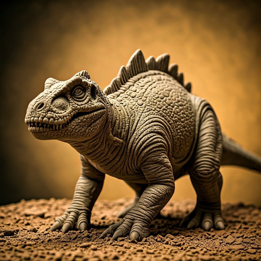 Intricate Clay Dinosaur Sculpture
