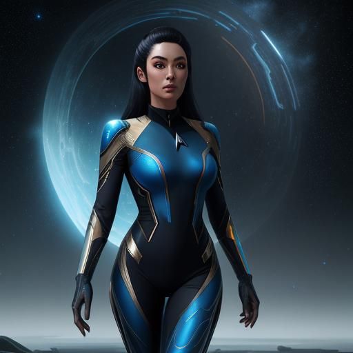 Holographic Girl in Star Trek Suit