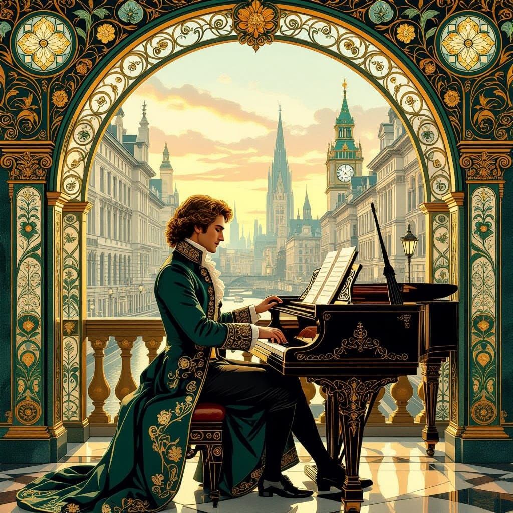Art Nouveau Mozart in London Golden Hour