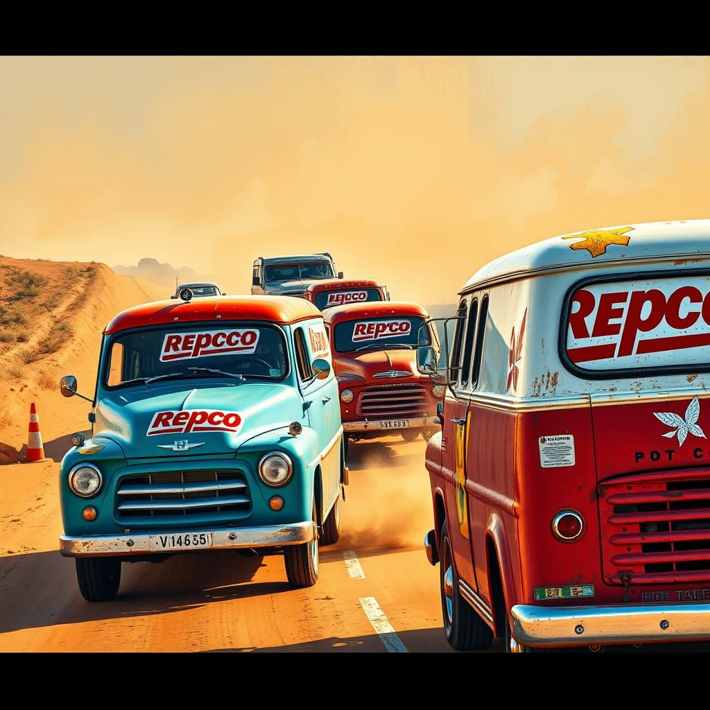 Vibrant Repco Vans Converge on the Australian Outback