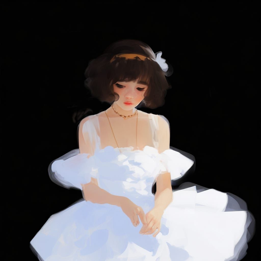 Anime Girl with Loose Strands in Painterly Style