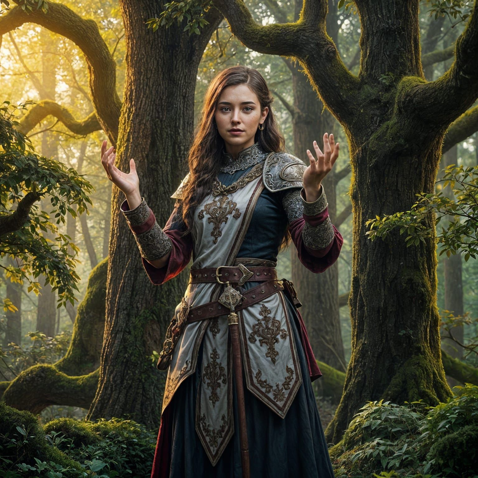 Halfling Cleric in Magical Forest, Fantasy Art