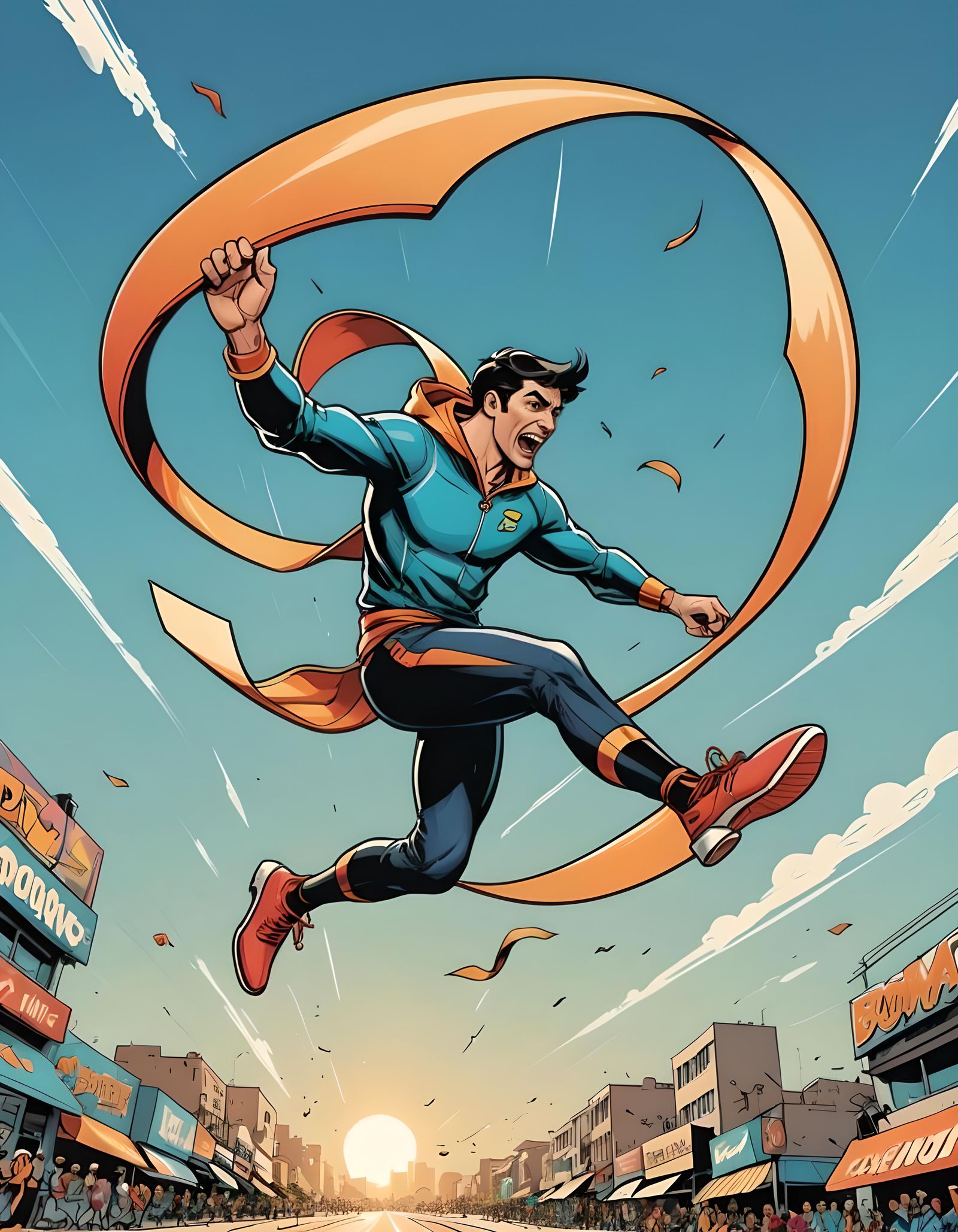 Boomerang in Motion: Comic Book Style Artwork