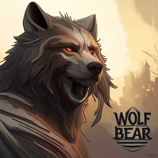 Hyperdetailed Wolf Bear Portrait in Art Nouveau Style