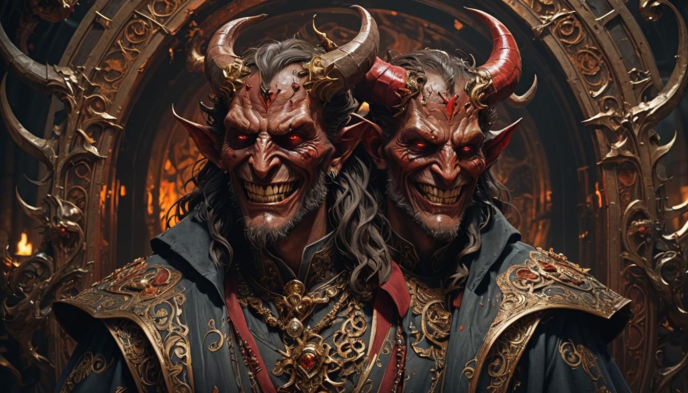 Dying Devil's Mysterious Smile in Dark Fantasy Style