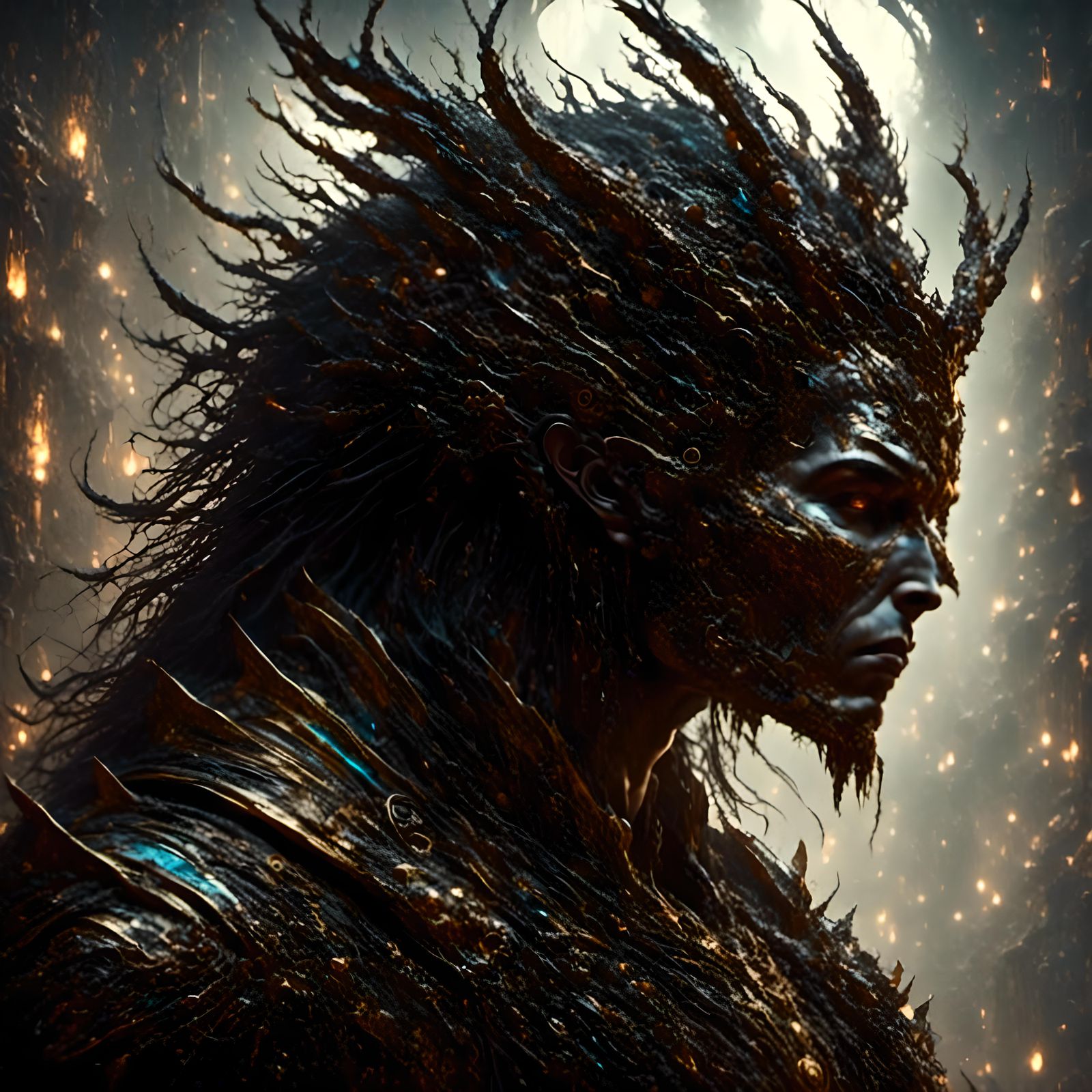 Cyberpunk Demon Sorcerer Portrait in 8K