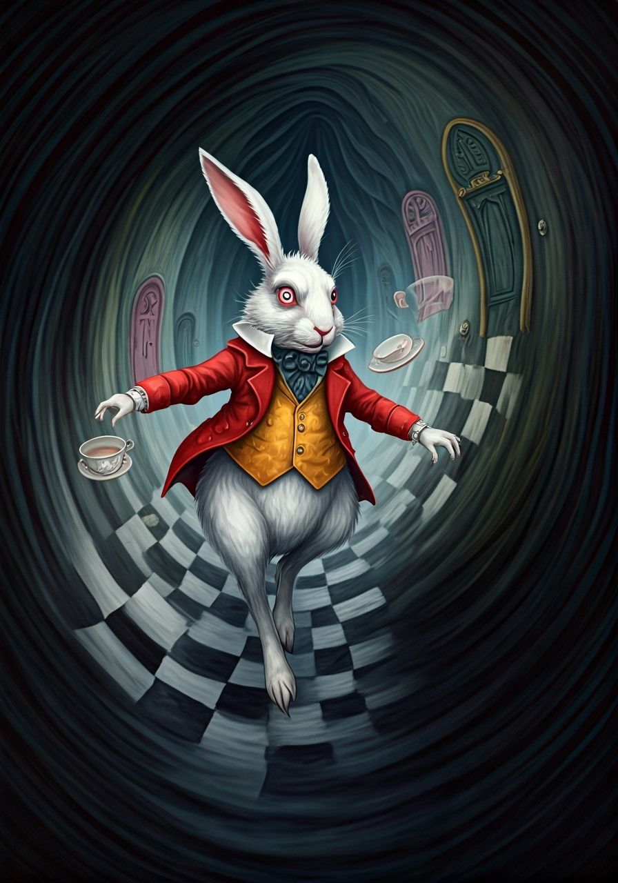 White Rabbit's Descent: A Whimsical Nightmare