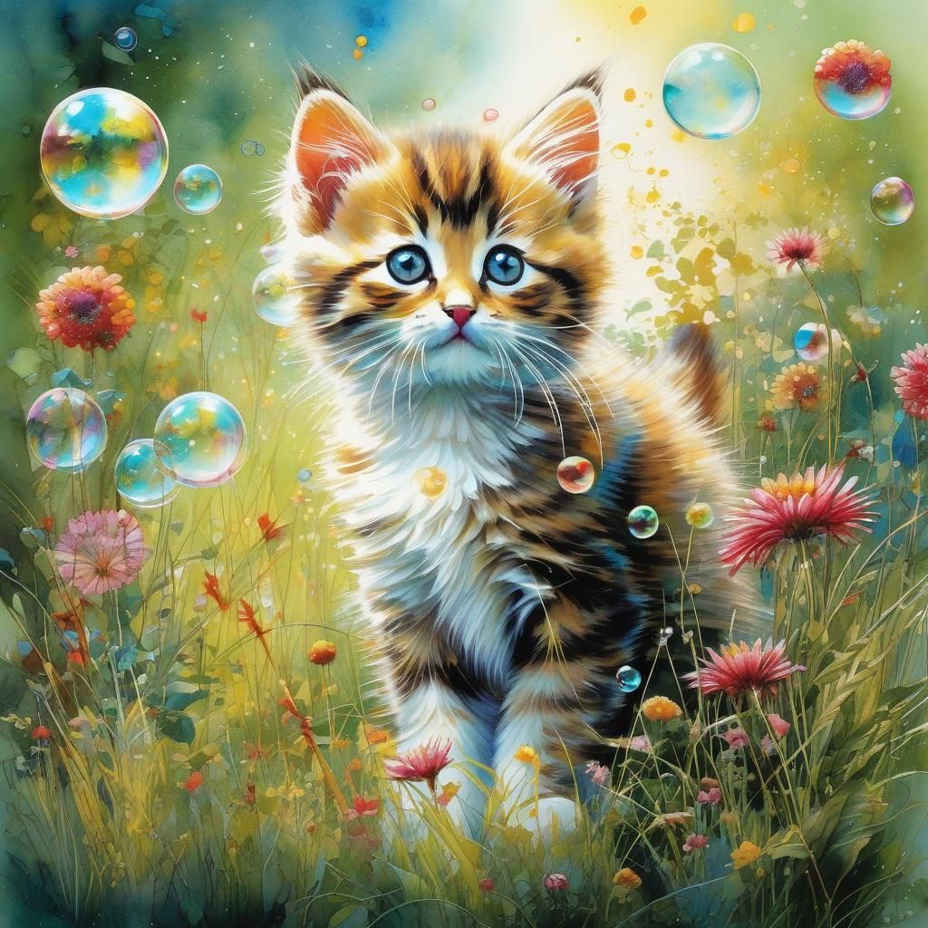 Kitten and Bubbles