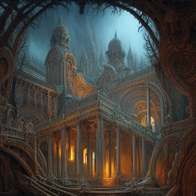 Effulgent Gothic Sanctum in Digital Artwork