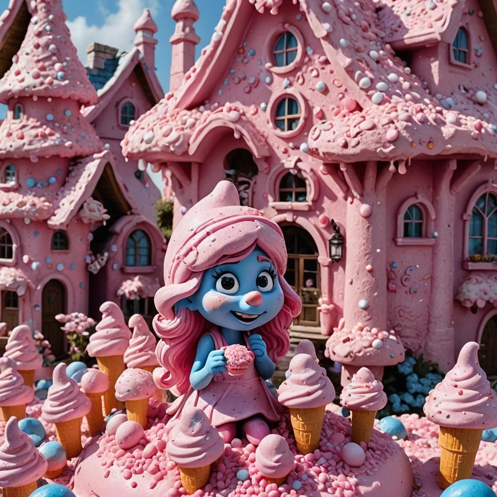 Ice Cream Smurfette Macro Photo