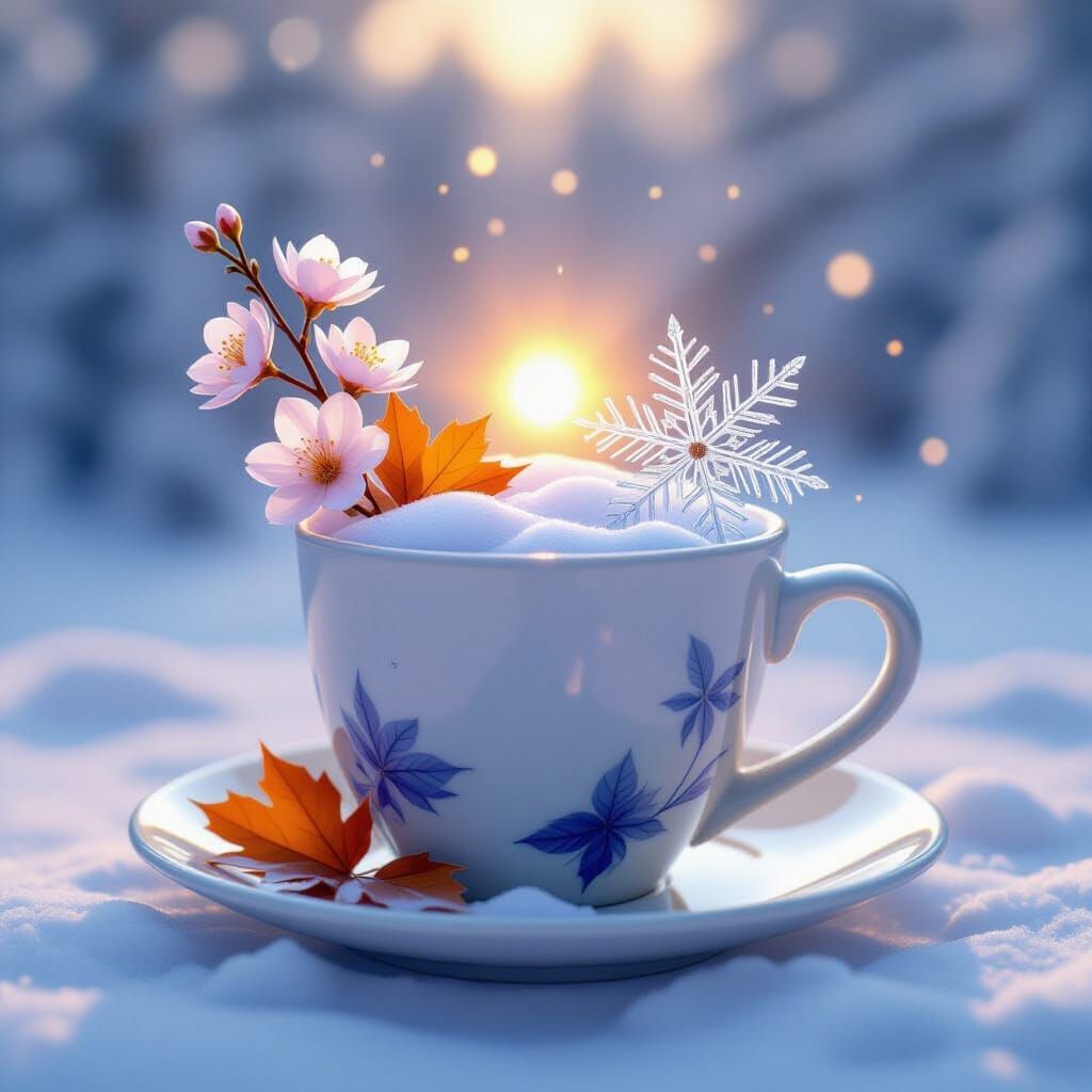 Symbolic Cup Holds Four Seasons in Surreal Food Art