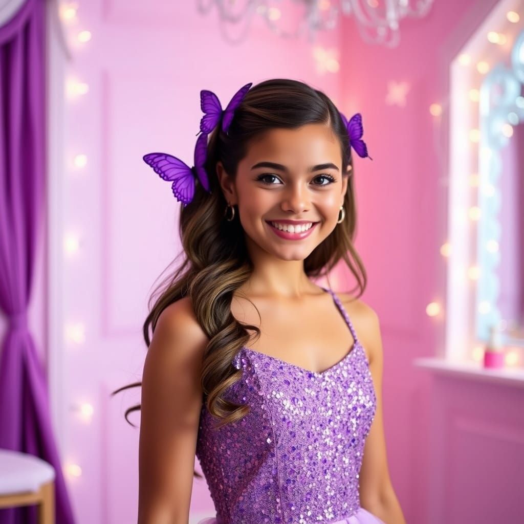 Pop Star Olivia Rodrigo in Pastel Purple Dreamscape