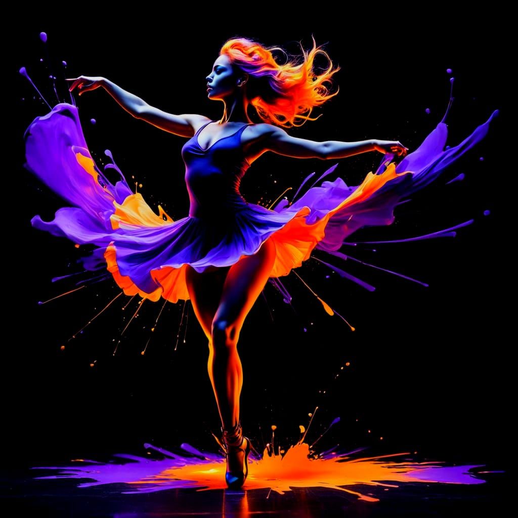 Vibrant Street Art Silhouette of a Dancer in Motion