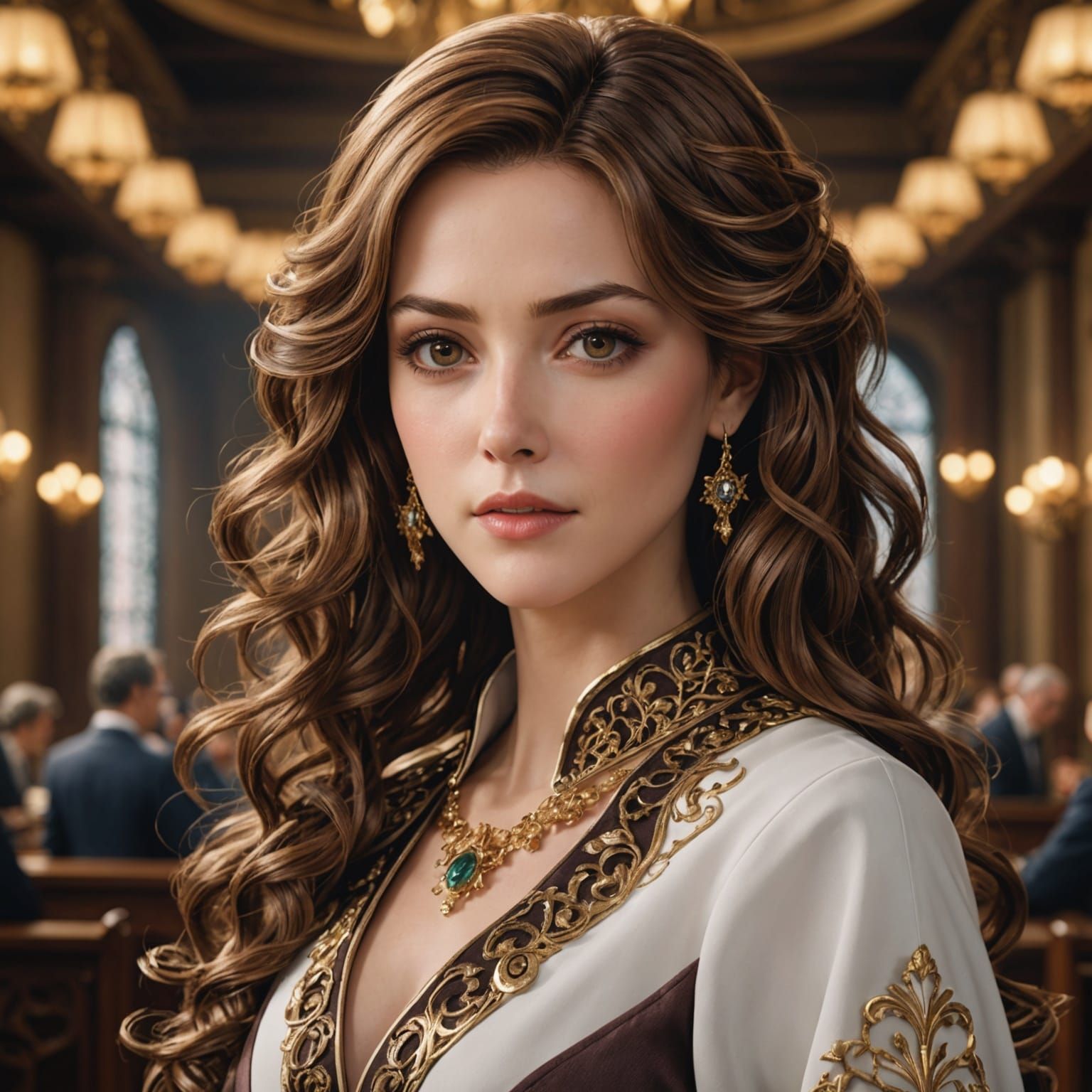 Elegant Anime Woman with Brown Hair in 4K UHD