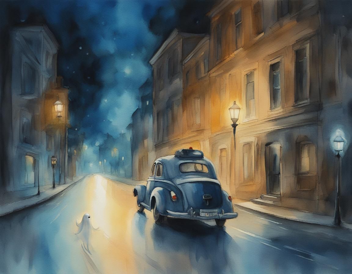 Ethereal Ghost Rings Bell in Watercolor Painting