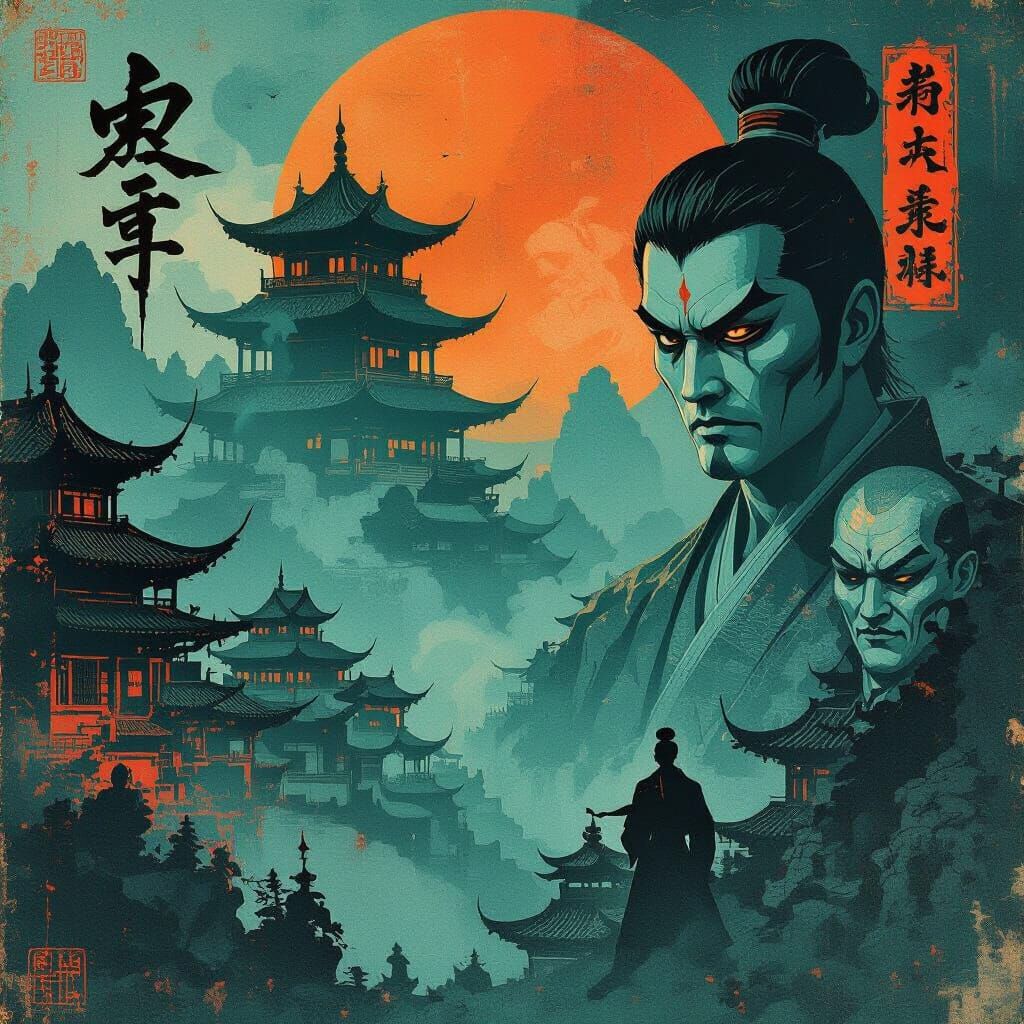 Distressed Kung Fu Poster in Vintage Style