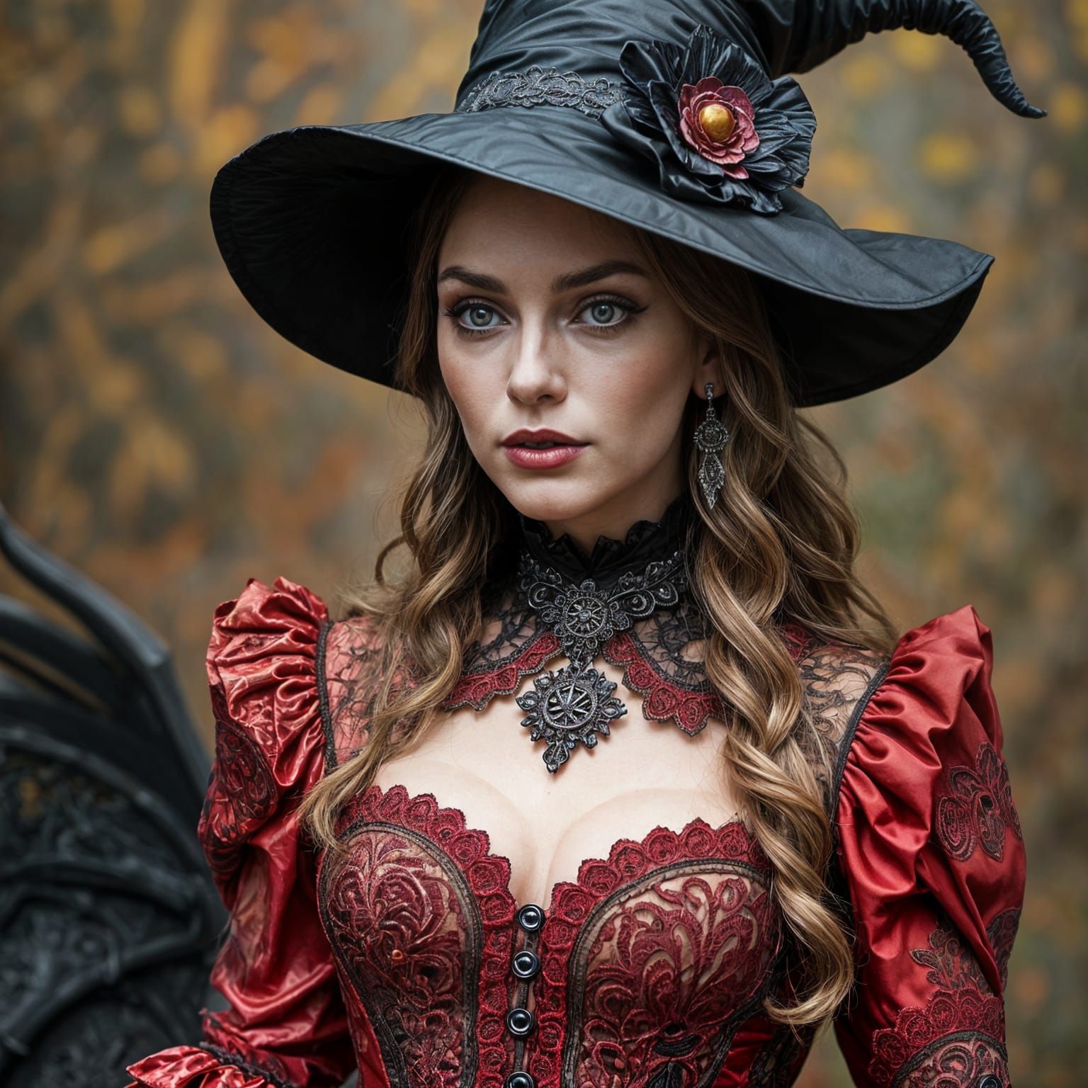 Ethereal Victorian Witch in PVC Vinyl Attire