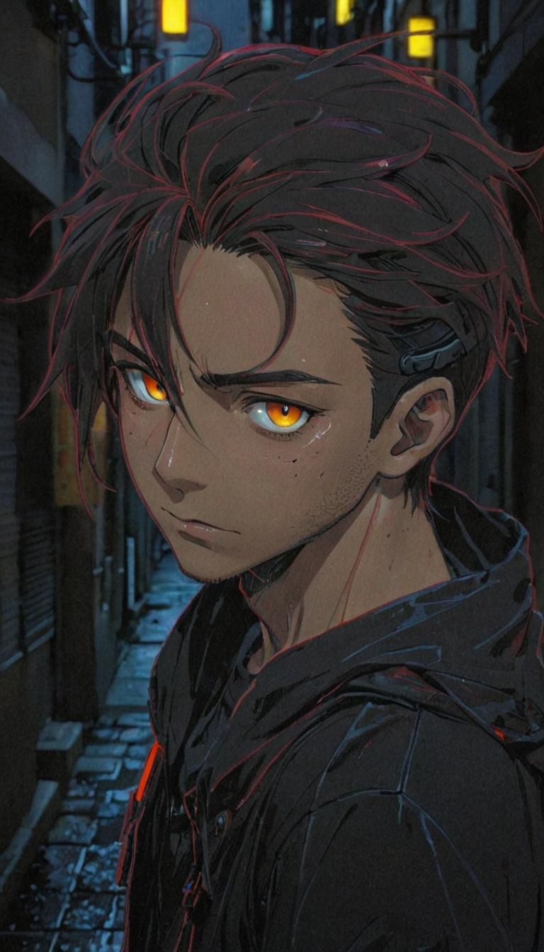 Anime Spy Assassin in Neon Alleyway